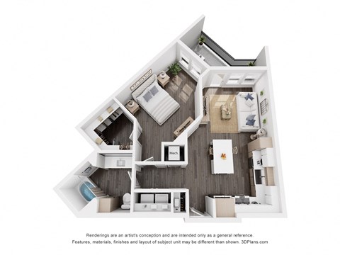 a 3d floor plan of a bedroom with a bathroom